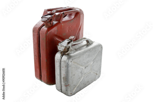 old jerry cans isolated on white background