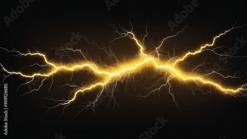 Fantasy yellow lightning, abstract electrical background