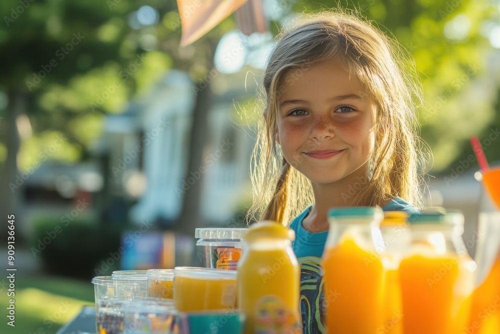 Neighborhood kids lemonade stand, with copy space Neighborhood kids lemonade stand, with copy space