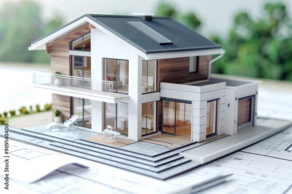 Modern architectural model of two story house Modern architectural model of two story house