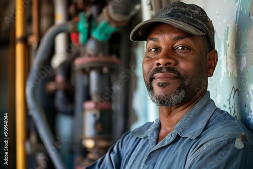 Portrait of a middle aged male plumber