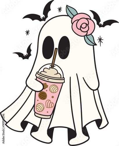 Halloween Cute Ghost Ice Coffee