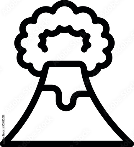 Simple erupting volcano outline icon representing danger and geological activity