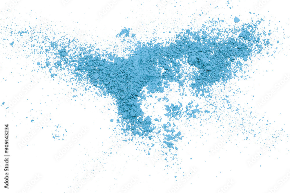 Obraz premium Light blue powder isolated on transparent background.