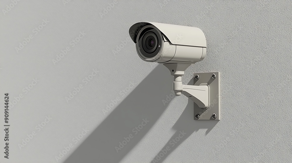White CCTV camera mounted on wall, vigilant eye for surveillance and protection White CCTV camera mounted on wall, vigilant eye for surveillance and protection