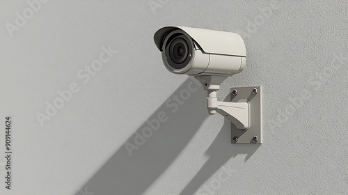 White CCTV camera mounted on wall, vigilant eye for surveillance and protection