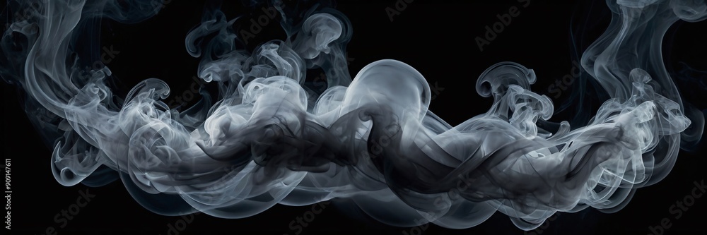 Naklejka premium Smoke on black, Abstract background, Black Background, Smoke, Smoke on black background - Generative AI