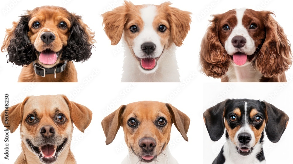 Set of 6 dog puppy, Poodle, Shih Tzu, Shiba Inu, Dachshund, Great Dane, Jack Russell Terrier portrait head shot isolated on transparent background cutout, PNG file. Set of 6 dog puppy, Poodle, Shih Tzu, Shiba Inu, Dachshund, Great Dane, Jack Russell Terrier portrait head shot isolated on transparent background cutout, PNG file.