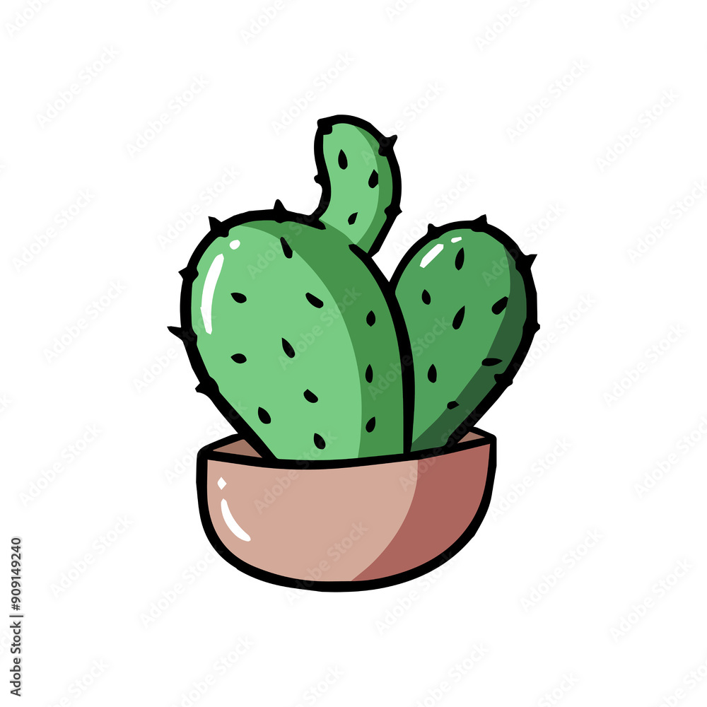 custom made wallpaper toronto digitalCactus in pot cartoon style hand drawn isolated illustration