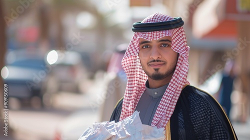 Portrait of a Young Man in Traditional Saudi Attire photo