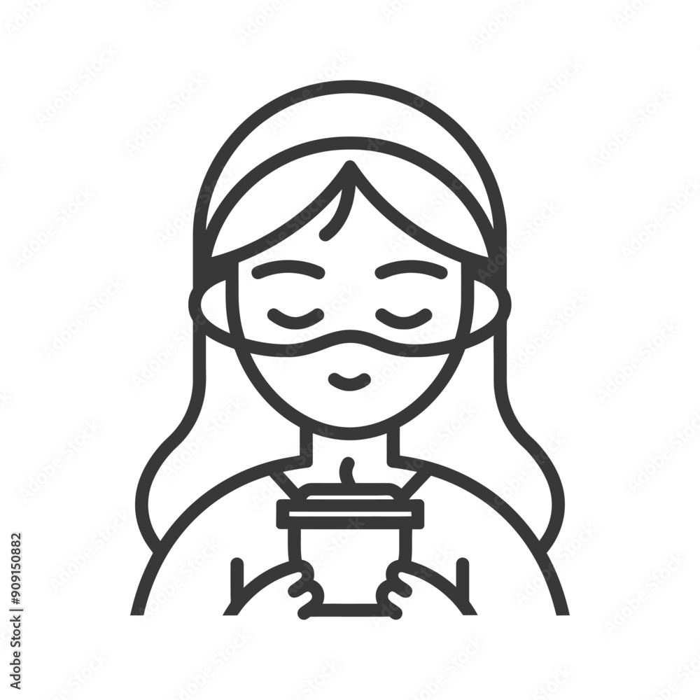 Fototapeta premium Woman with eyes closed holding a cup of coffee