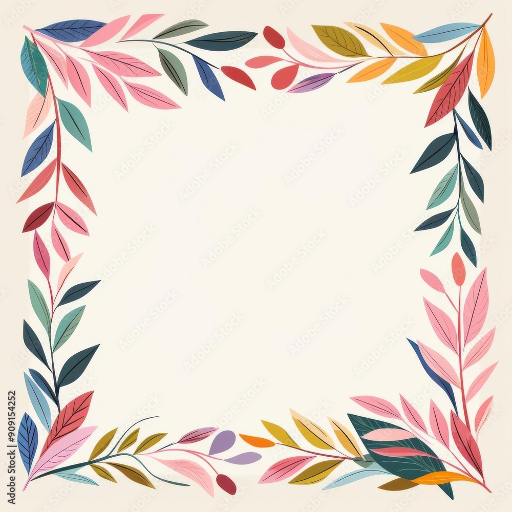 Graphic floral frame with bold lines and vibrant colors, perfect for contemporary event invitations Graphic floral frame with bold lines and vibrant colors, perfect for contemporary event invitations