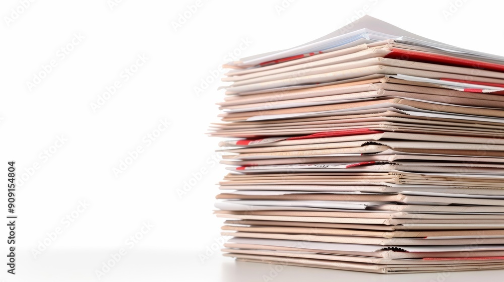 A stack of police case files with confidential stamped in red, isolated on a white background A stack of police case files with confidential stamped in red, isolated on a white background