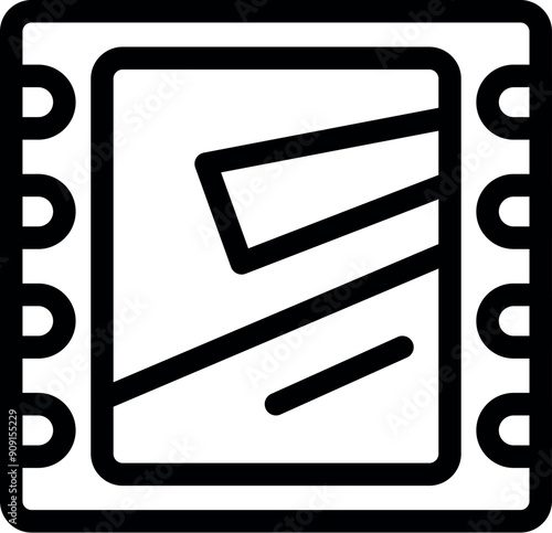 Black and white icon of a 35mm negative filmstrip for developing in a darkroom