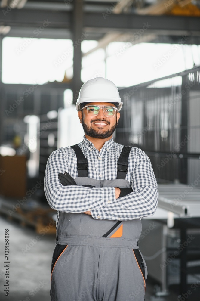 PVC industry worker or operator making frames for windows and doors PVC industry worker or operator making frames for windows and doors