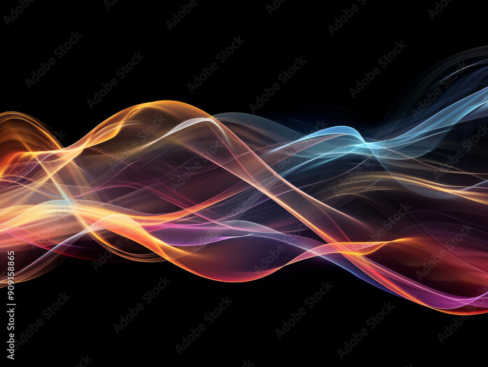 Colorful Motion on Black Background, Generative AI Illustration Colorful Motion on Black Background, Generative AI Illustration