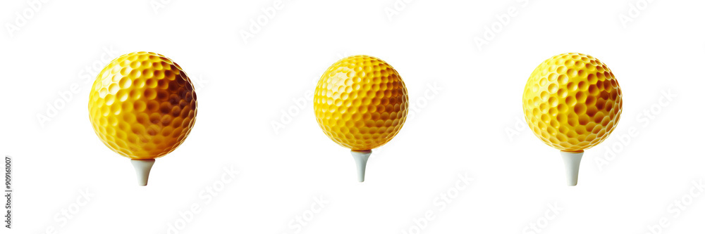 Set of golf ball with tee, isolated over on transparent white background Set of golf ball with tee, isolated over on transparent white background