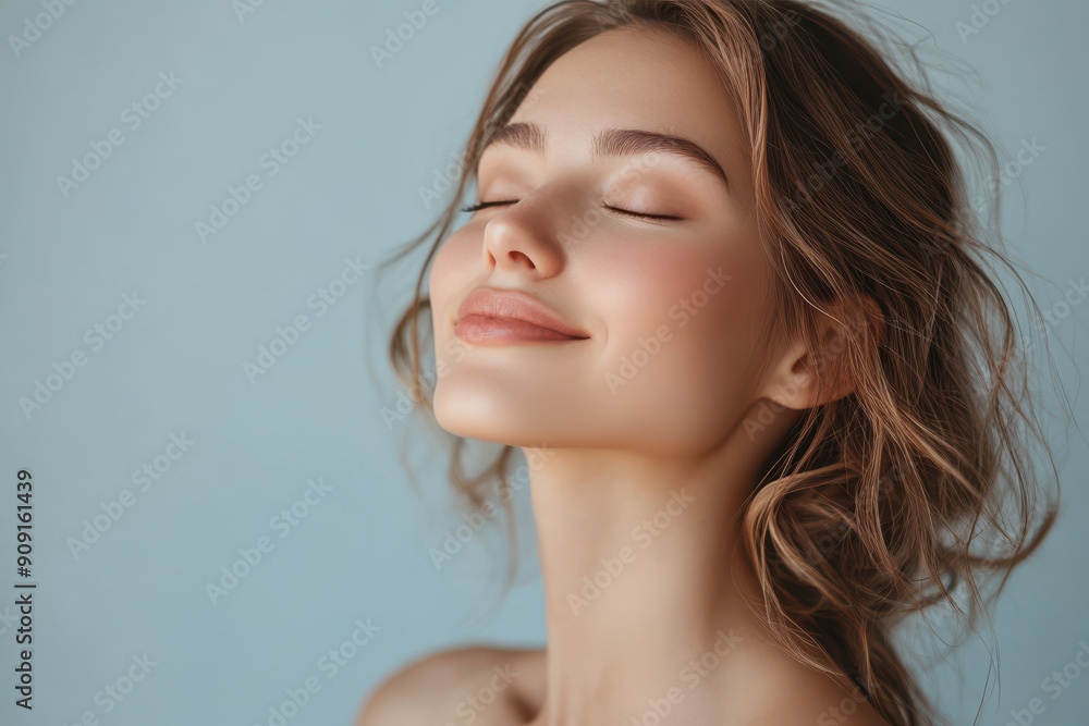A close up of a girl's face with her eyes closed A close up of a girl's face with her eyes closed