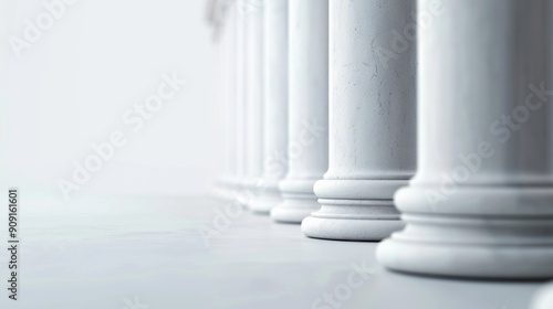 Supreme Court close-up on pillars  isolated on white background  focus on details and textures  elegant and strong 