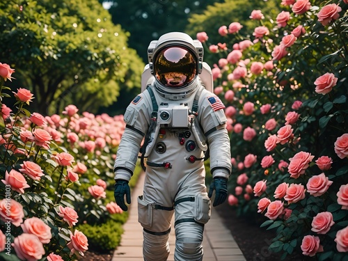 Astronaut in a rose garden