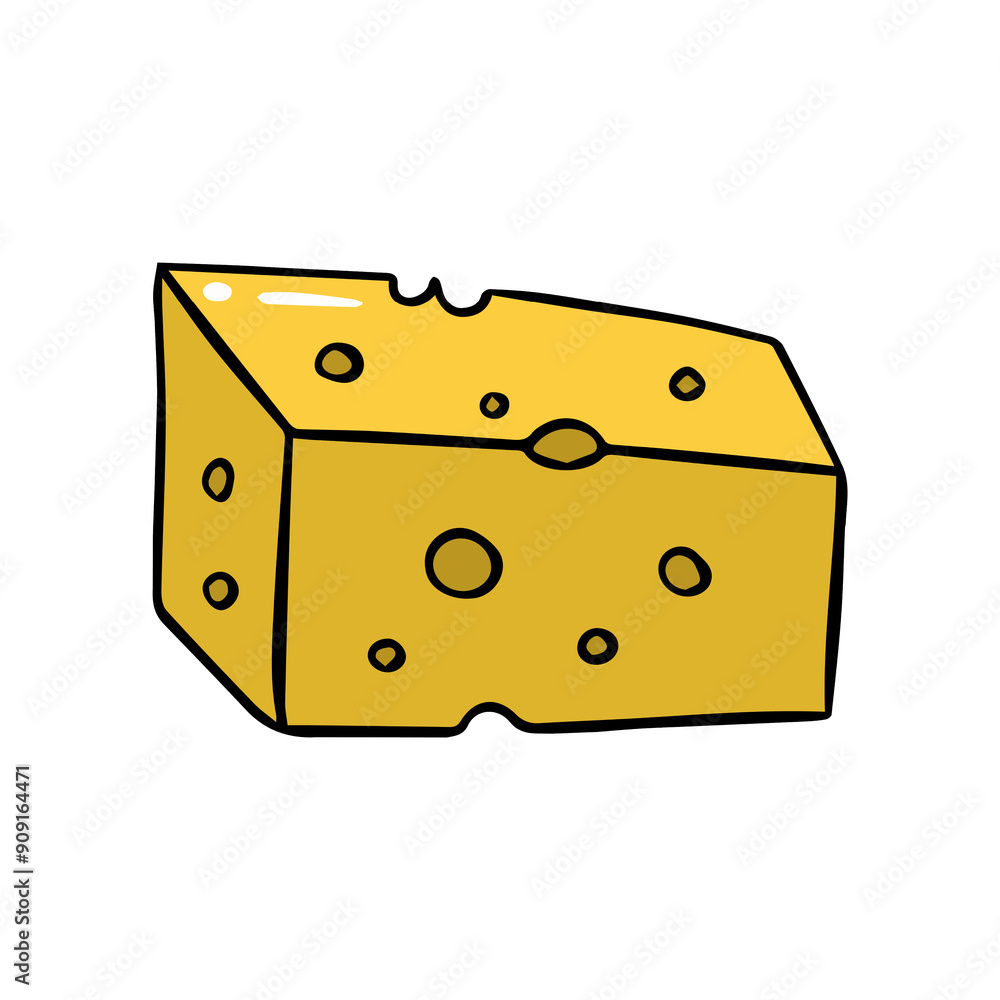 Cheese cartoon style icon hand drawn isolated illustration Cheese cartoon style icon hand drawn isolated illustration
