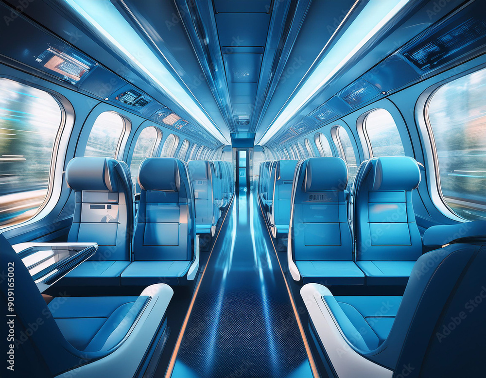 Obraz premium Modern High-Speed Train Interior with Advanced Technology