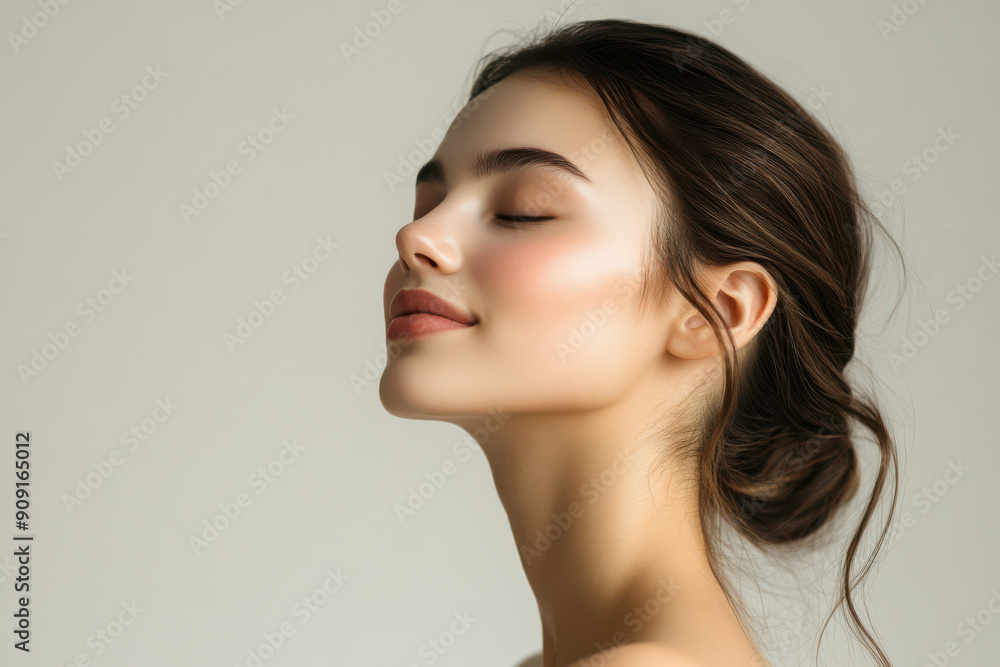 A close up of a girl's face with her eyes closed A close up of a girl's face with her eyes closed