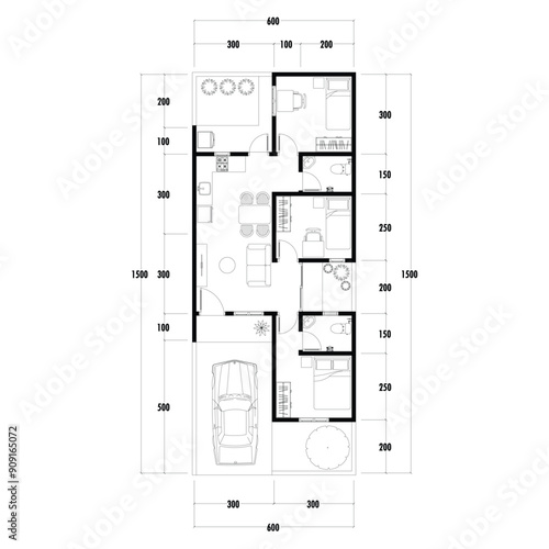 Floor plan blueprint, Figure of the jotting sketch of the construction and the industrial skeleton of the structure and dimensions. vector eps 10.