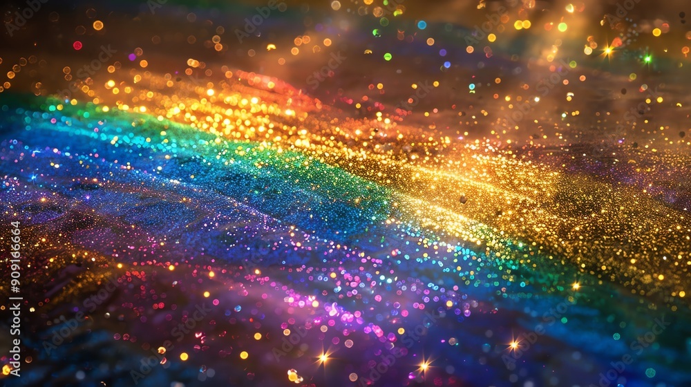 Vibrant glitter in rainbow colors creating a magical sparkle effect, perfect for festive, celebratory, and artistic themes Vibrant glitter in rainbow colors creating a magical sparkle effect, perfect for festive, celebratory, and artistic themes