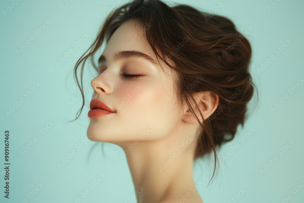 A close up of a girl's face with her eyes closed A close up of a girl's face with her eyes closed