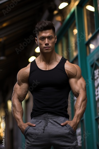 22yo super handsome Shanghai male,bodybuilder,abs,strong pectoral, depth of field