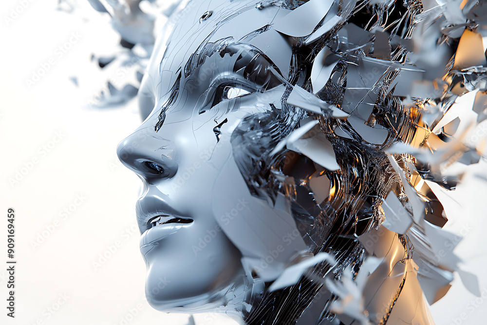 An abstract photo featuring detailed character design with VRay tracing, highlighting the intricate features of people's faces. The image combines realism with artistic abstraction An abstract photo featuring detailed character design with VRay tracing, highlighting the intricate features of people's faces. The image combines realism with artistic abstraction