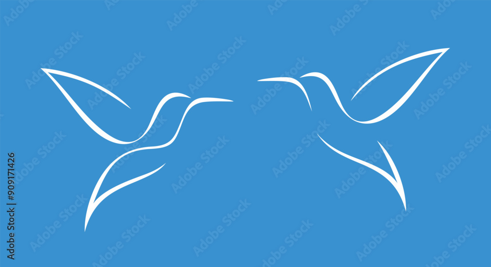 Hummingbird logo. Isolated hummingbird on white background. Outline Hummingbird logo. Isolated hummingbird on white background. Outline