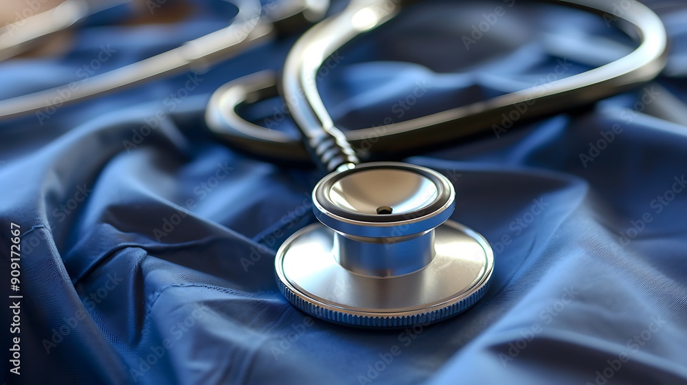 Stethoscope on a medical fabric Stethoscope on a medical fabric