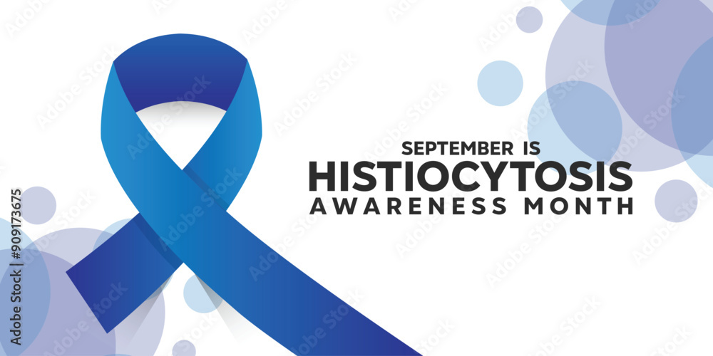 Histiocytosis Awareness Month. Blue ribbon. Great for cards, banners, posters, social media and more. White background. Histiocytosis Awareness Month. Blue ribbon. Great for cards, banners, posters, social media and more. White background.