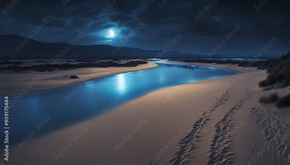 river with blue light river with blue light