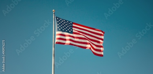 Small American Flags Displayed on a Soft-Focused Background