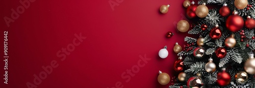 Christmas Tree Decorated With Ornaments and Lights in Warm Holiday Atmosphere