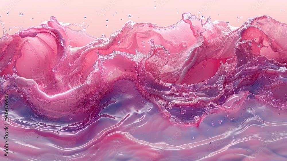 A close-up of a pink liquid splashing and creating waves A close-up of a pink liquid splashing and creating waves