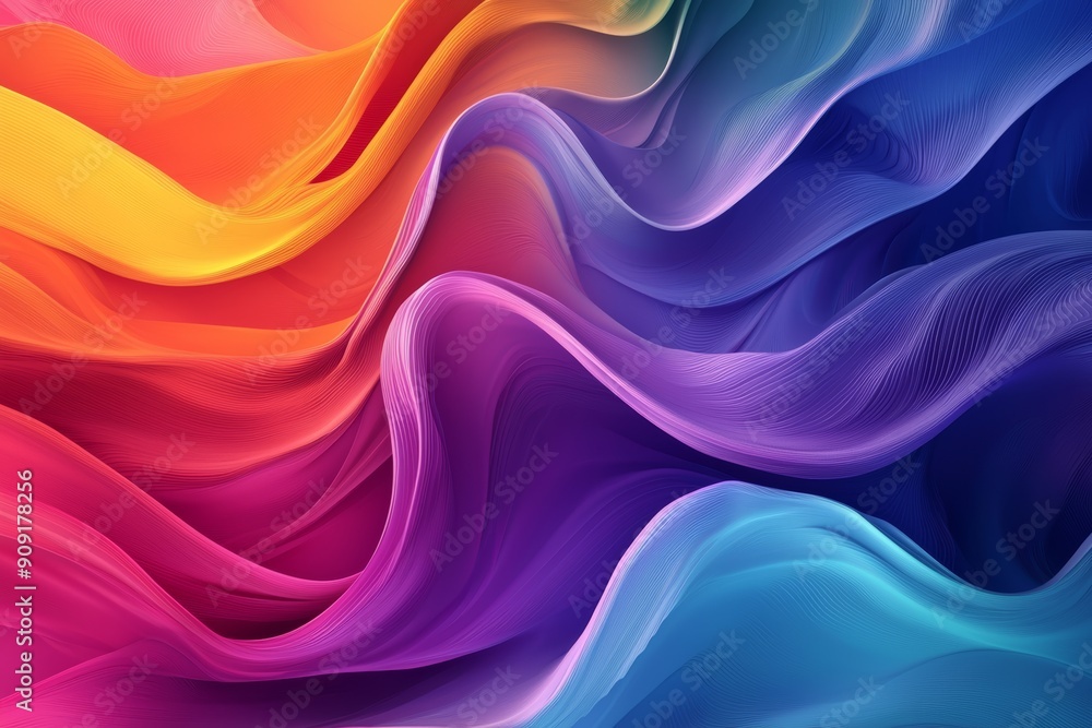 A vibrant, swirling abstract design featuring smooth waves of color blending seamlessly from warm hues to cool tones A vibrant, swirling abstract design featuring smooth waves of color blending seamlessly from warm hues to cool tones