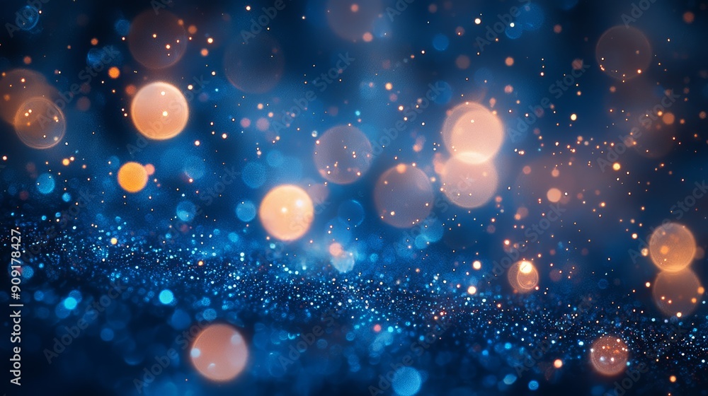 A mesmerizing background featuring shimmering blue and orange bokeh lights, creating a magical, festive atmosphere filled with glitter and depth A mesmerizing background featuring shimmering blue and orange bokeh lights, creating a magical, festive atmosphere filled with glitter and depth