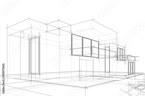 architectural sketch of a house