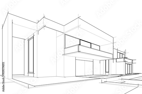 architectural sketch of a house