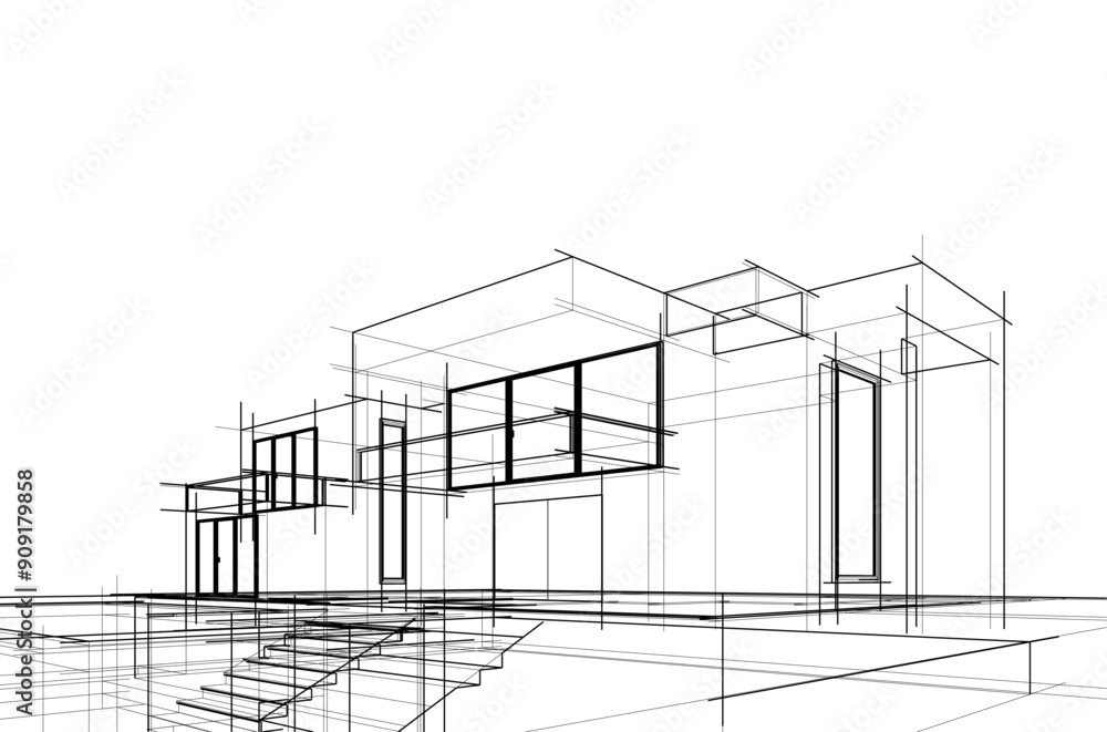 architectural sketch of a house architectural sketch of a house