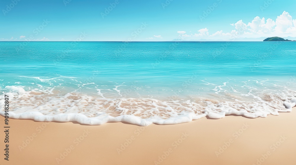 Tranquil beach with clear turquoise water and gentle waves under a bright blue sky, perfect for a tropical getaway or relaxing vacation. Tranquil beach with clear turquoise water and gentle waves under a bright blue sky, perfect for a tropical getaway or relaxing vacation.