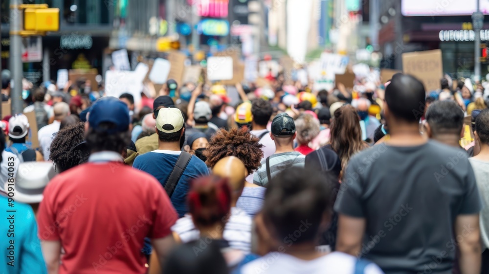 Diverse Crowd Protesting in Urban Environment Diverse Crowd Protesting in Urban Environment