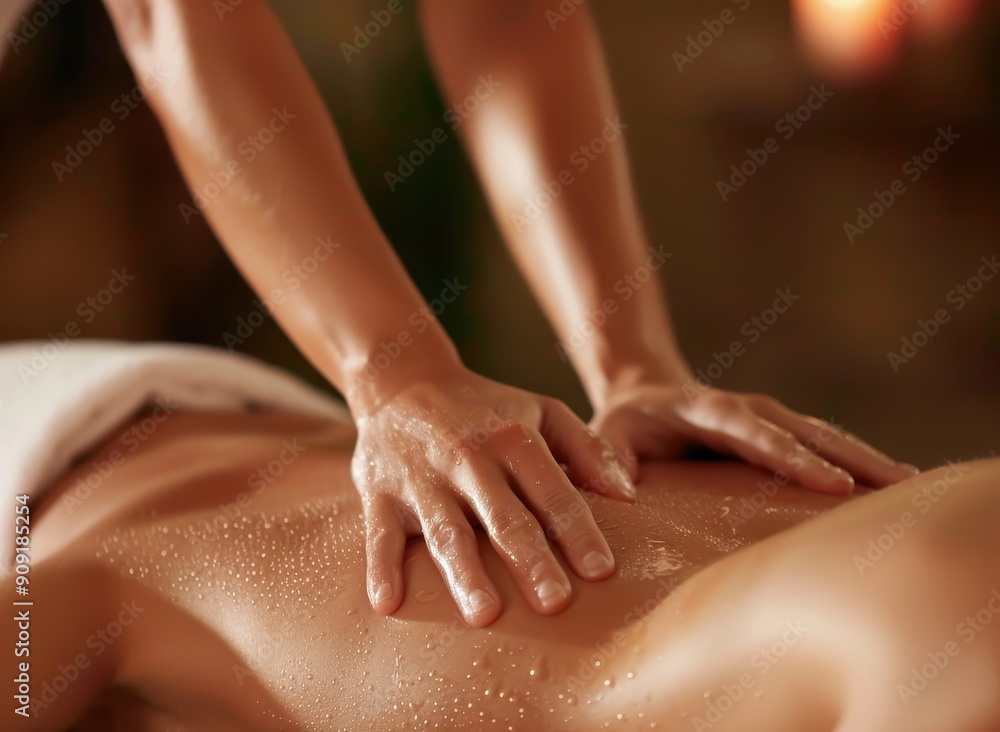 Tranquil Wellness: Person Enjoying Relaxing Massage with Deep Focus, Copy Space. Tranquil Wellness: Person Enjoying Relaxing Massage with Deep Focus, Copy Space.