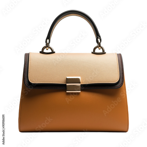 Brown leather bag, laconic design, modern fashion, couture, women's briefcase, photo