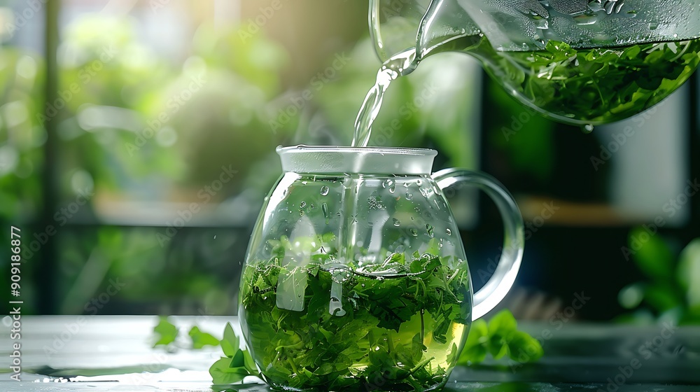Pour green tea Pour green tea