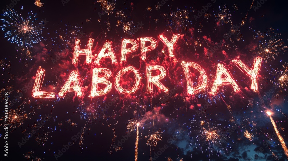 Happy Labor day fireworks. Night sky celebration Happy Labor day fireworks. Night sky celebration